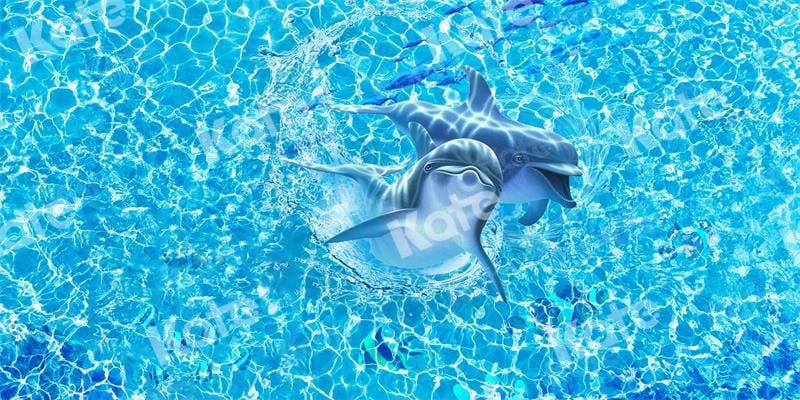 Kate Dolphin Sea Blue Backdrop for Photography - Kate Backdrop