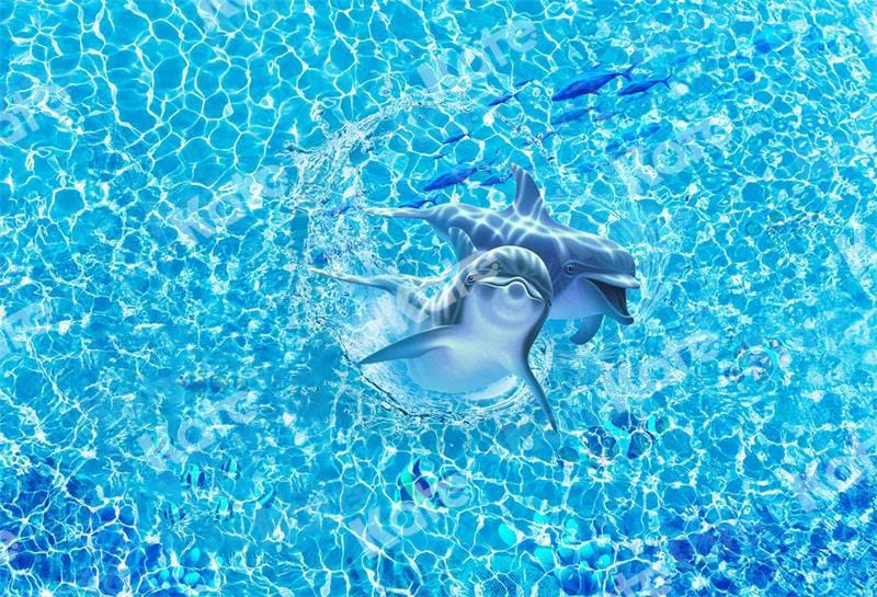 Kate Dolphin Sea Blue Backdrop for Photography - Kate Backdrop