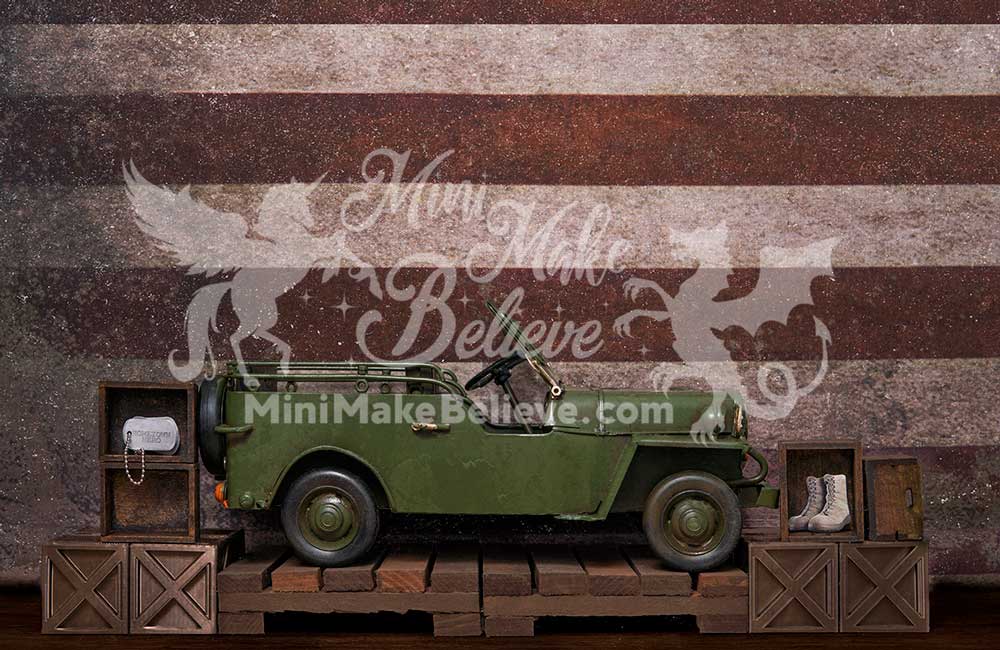 Kate 4th of July Boy Jeep Cake Smash Independence Backdrop for Photography Designed by Mini MakeBelieve