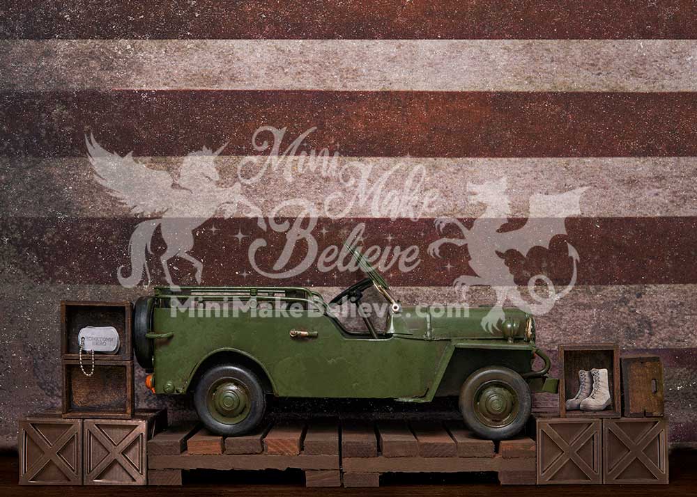 Kate 4th of July Boy Jeep Cake Smash Independence Backdrop for Photography Designed by Mini MakeBelieve - Kate Backdrop