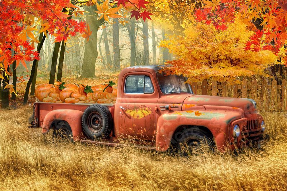 RTS Kate Fall Pumpkin Truck Harvest Thanksgiving Backdrop for Photography