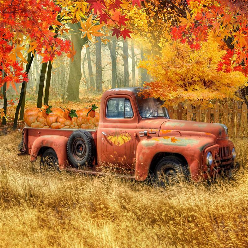 Kate Fall Pumpkin Truck Harvest Thanksgiving Backdrop for Photography