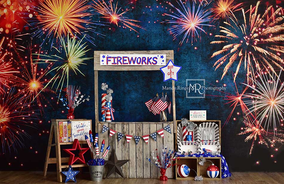 Kate 4th of July Backdrop Firework Stand Designed by Mandy Ringe Photography - Kate Backdrop