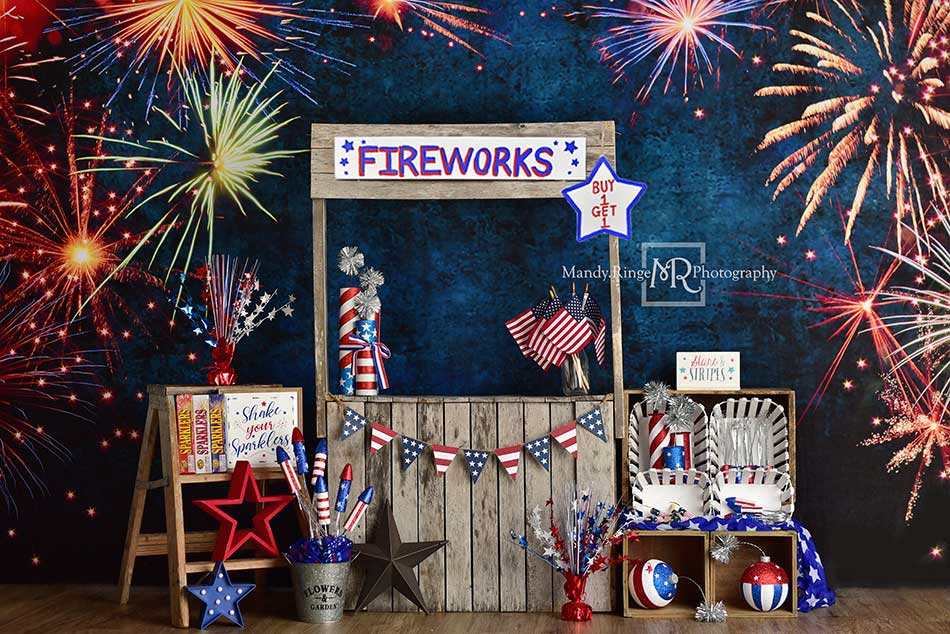 Kate 4th of July Backdrop Firework Stand Designed by Mandy Ringe Photography - Kate Backdrop