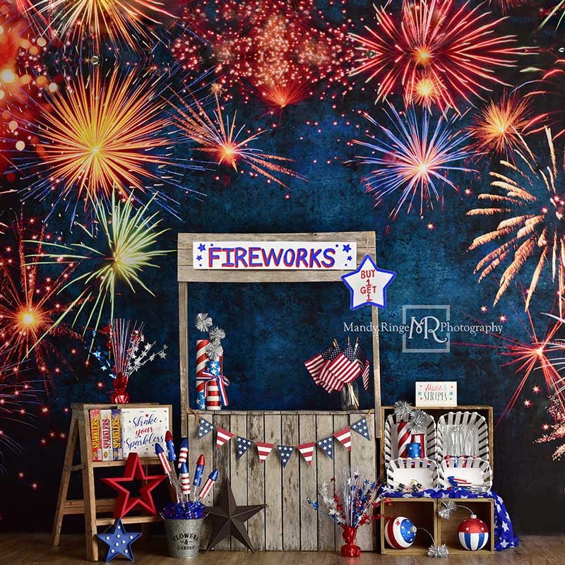 Kate 4th of July Backdrop Firework Stand Designed by Mandy Ringe Photography - Kate Backdrop