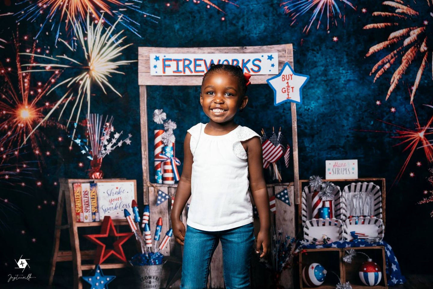 Kate 4th of July Backdrop Firework Stand Designed by Mandy Ringe Photography - Kate Backdrop