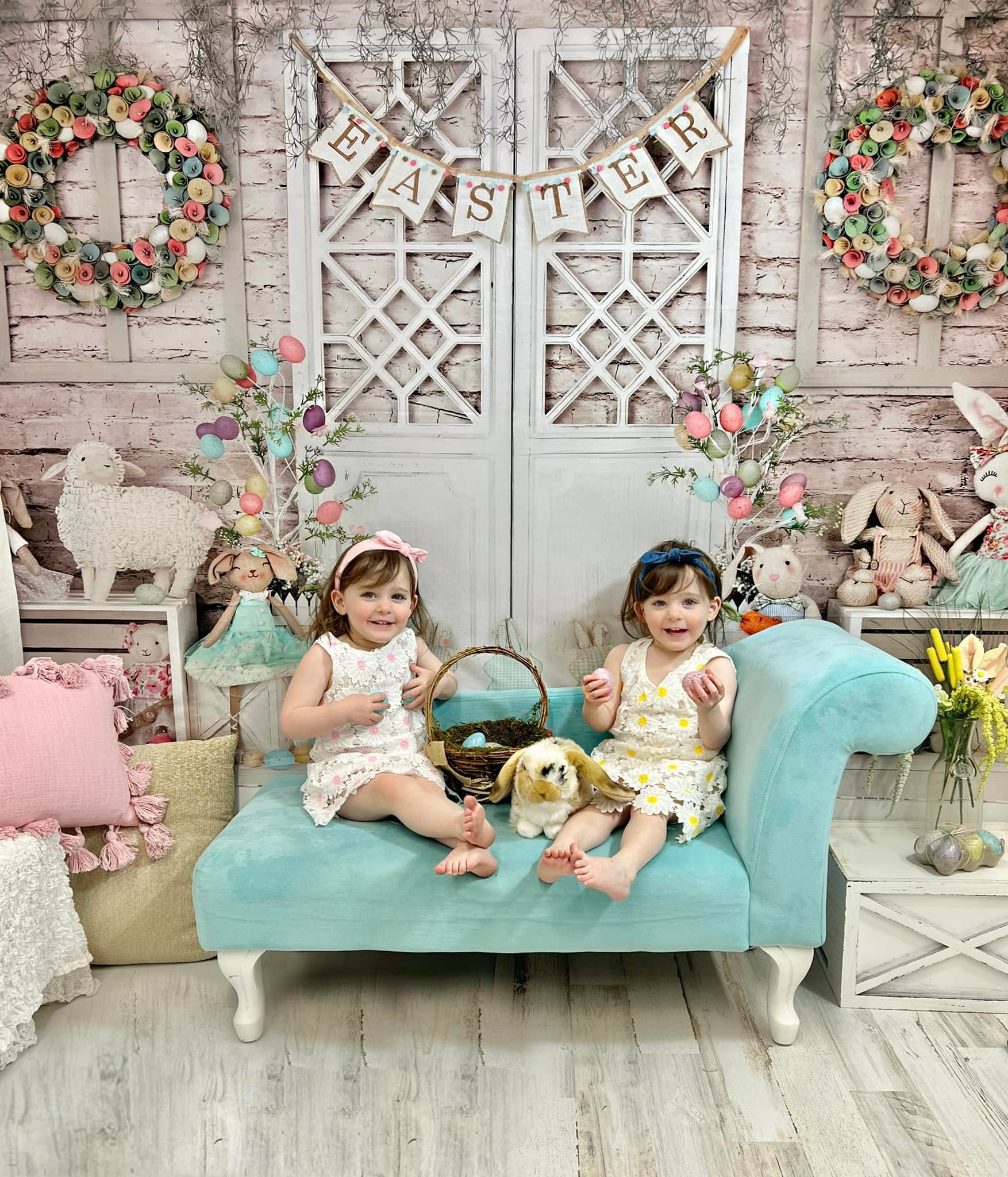 Kate Barn Door Colorful Egg Easter Backdrop for Photography