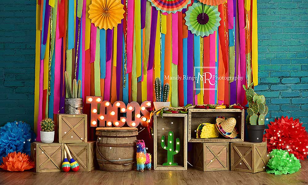 RTS Kate Mexican Taco Fiesta Party Backdrop Designed by Mandy Ringe Photography (U.S. only)