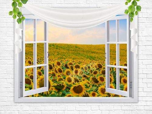 Katebackdrop鎷㈡綖Kate Summer Sunflower Window Backdrop Designed By Ava Lee