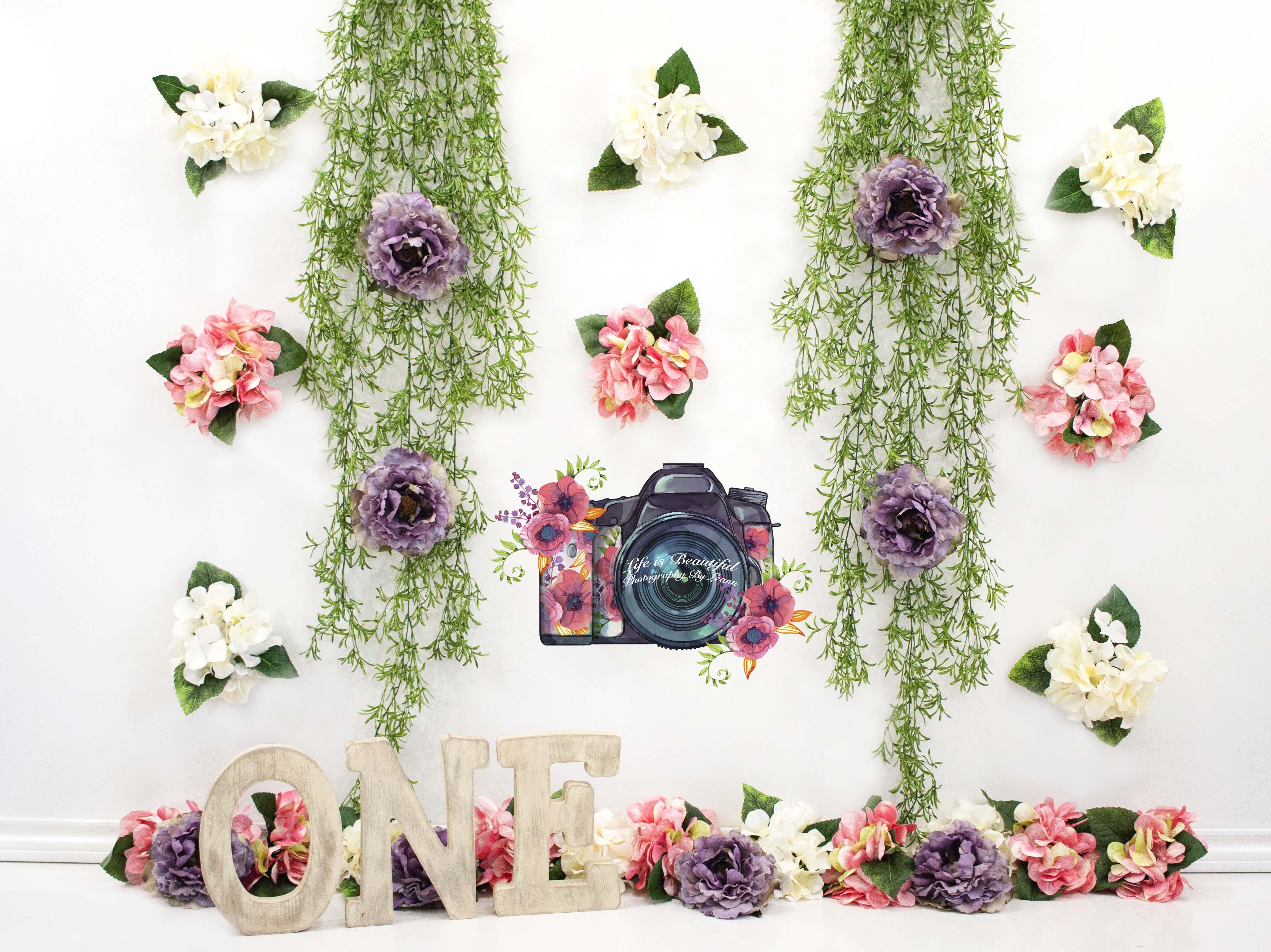Katebackdrop鎷㈡綖Kate 1st Birthday Flower Grass Decoration Backdrop for Photography Designed By Leann West