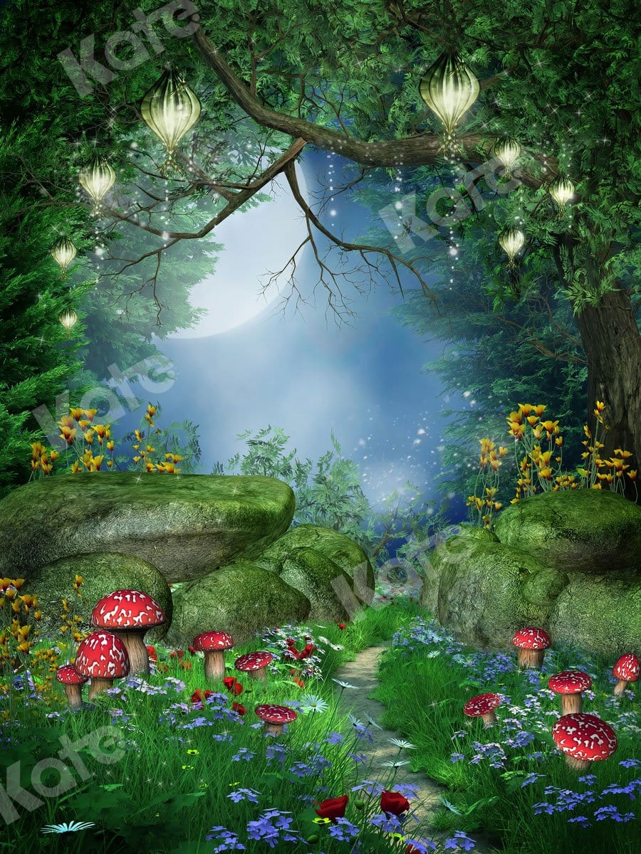 Kate Fairytale Backdrop Dreamlike Magic Forest Red Mushroom for Photography