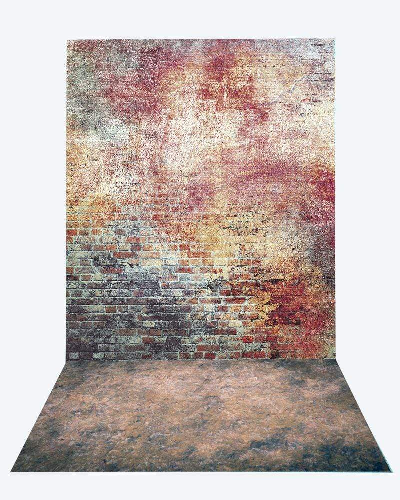 Katebackdrop¡êoKate Retro Brick backdrop + texture stone floor mat