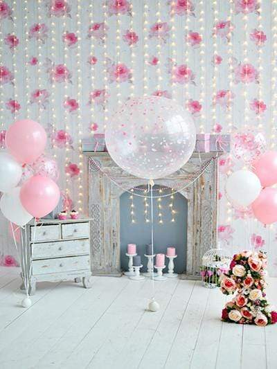 Kate Pink Wall Balloons Babies Birthday Backdrop Cake Smash - Katebackdrop
