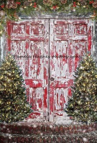 Katebackdrop鎷㈡綖Kate Red Doors Christmas Children Backdrop for Photography Designed by Pamela Hughes photography