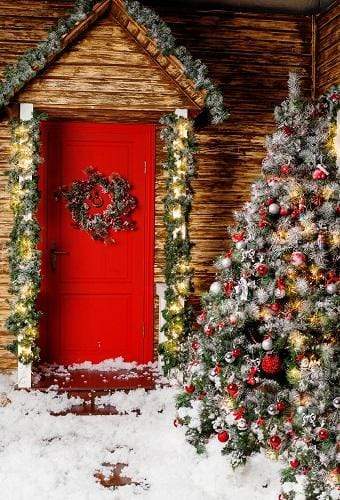 Katebackdrop£ºKate Christmas Trees Red Door Backdrops for Photography