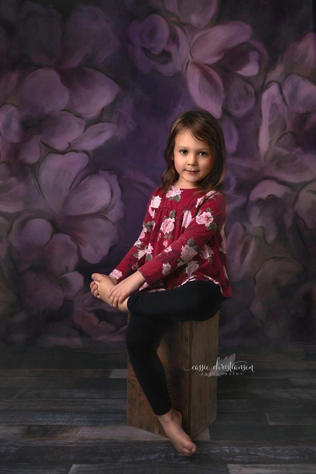 Katebackdrop鎷㈡綖Kate Fine Art Purple Painting Flowers Backdrop for Photography