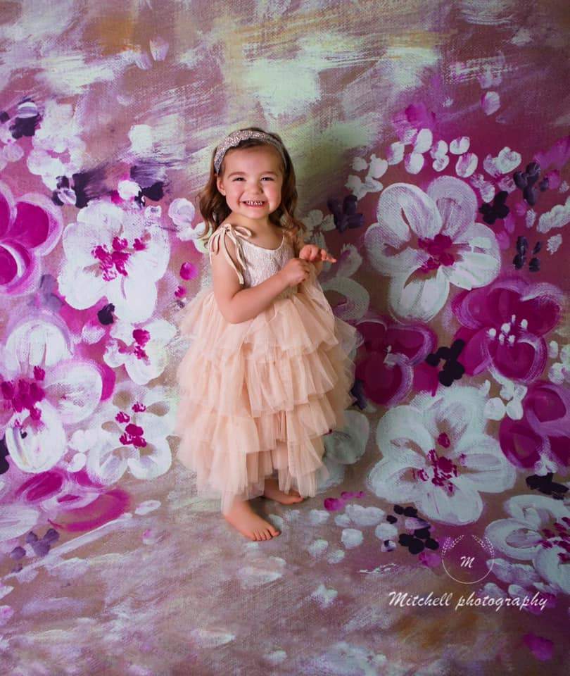 Kate Fine Art White and Rose Florals Backdrop for Photography