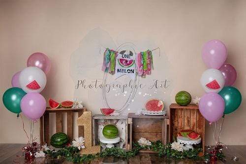 Katebackdrop鎷㈡綖Kate Birthday Pink Watermelon Backdrop Designed by Jenna Onyia