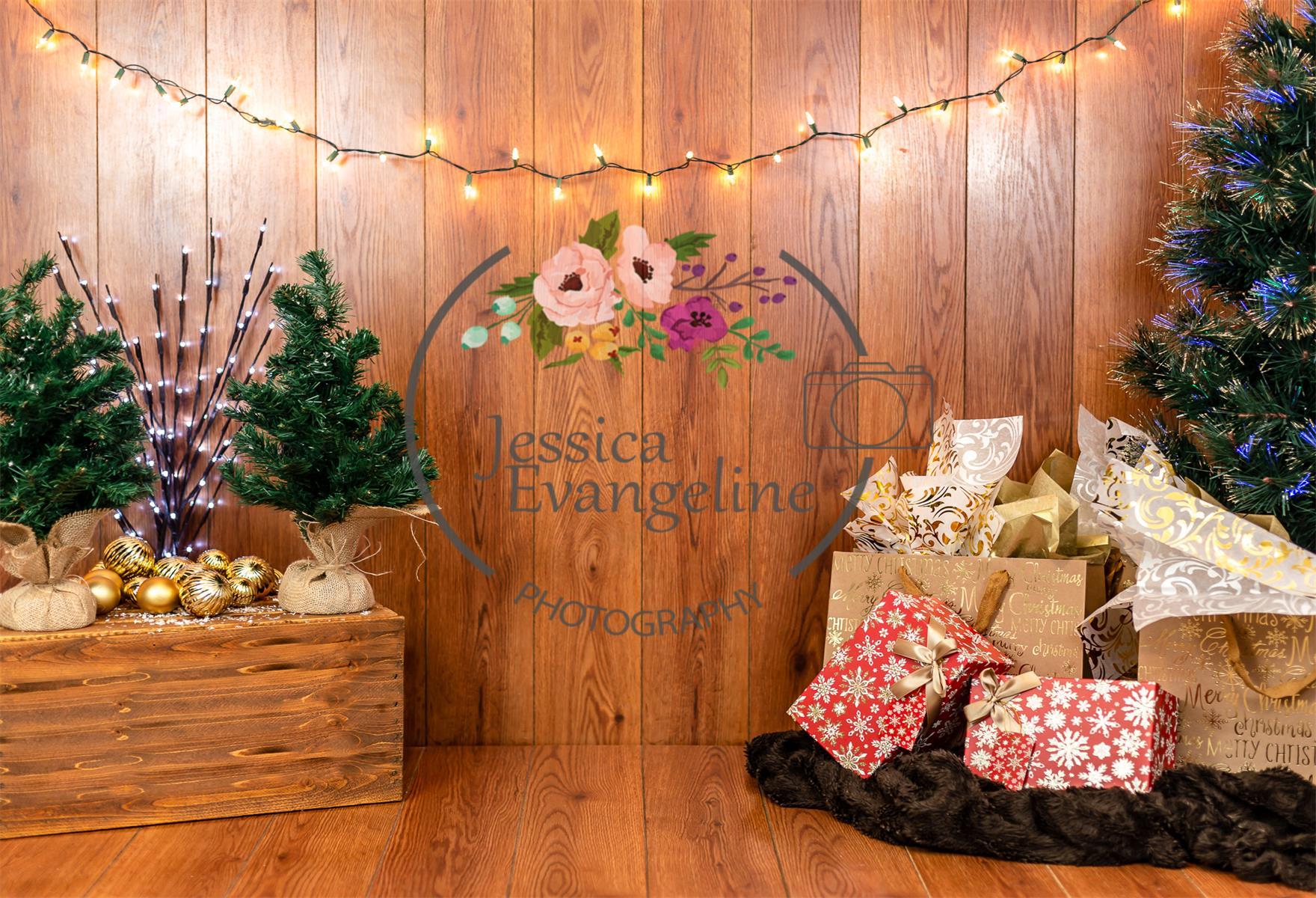 Katebackdrop£ºKate Christmas Tree Wooden Backdrop for Photography Designed By Jessica Evangeline photography
