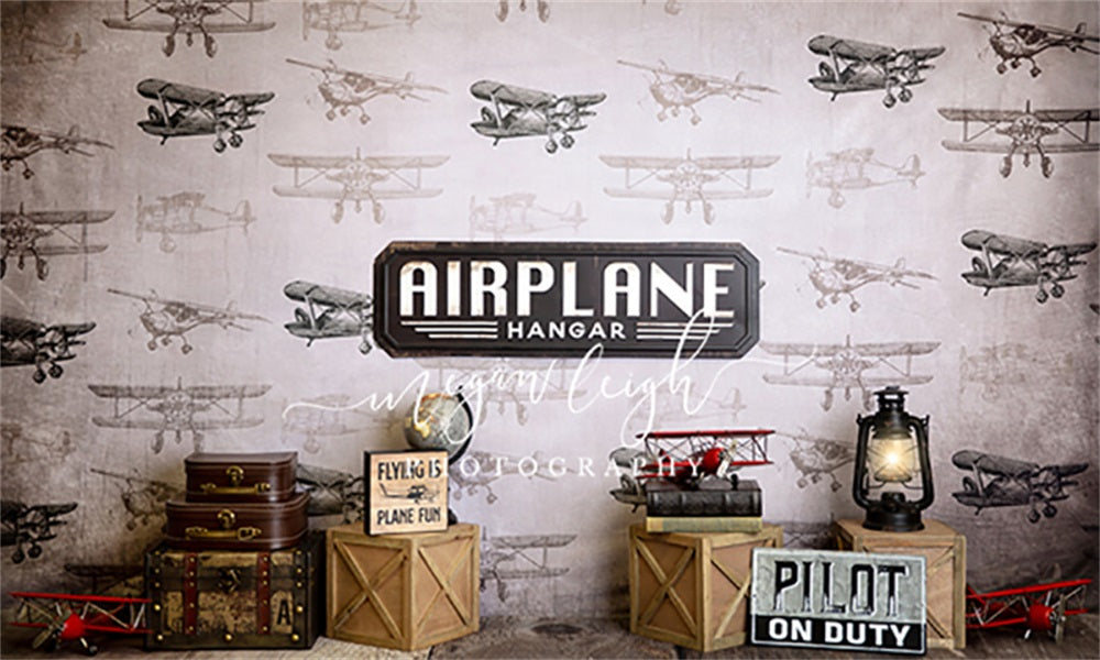 Kate Airplane Hanger Backdrop for Photography Designed by Megan Leigh Photography