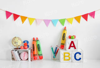 Kate Back to School Printed Backdrop Crayon for Photography