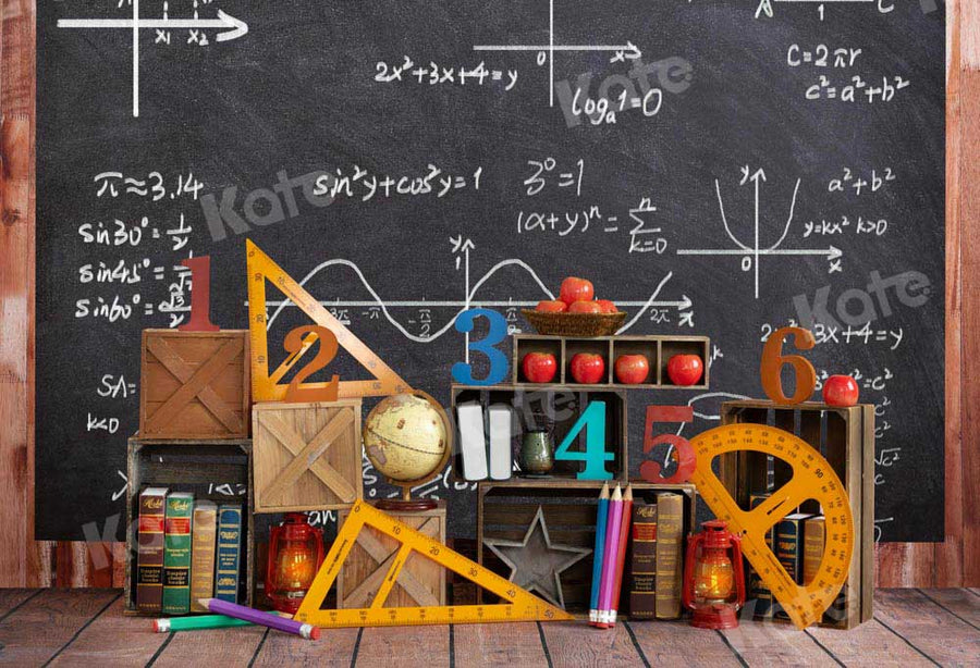 Vintage Classroom Math Chalkboard Backdrop