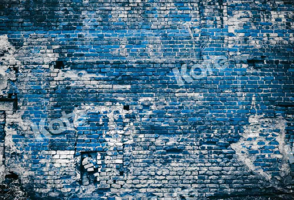 Kate Blue Vintage Brick Wall Backdrop Designed by Chain Photography