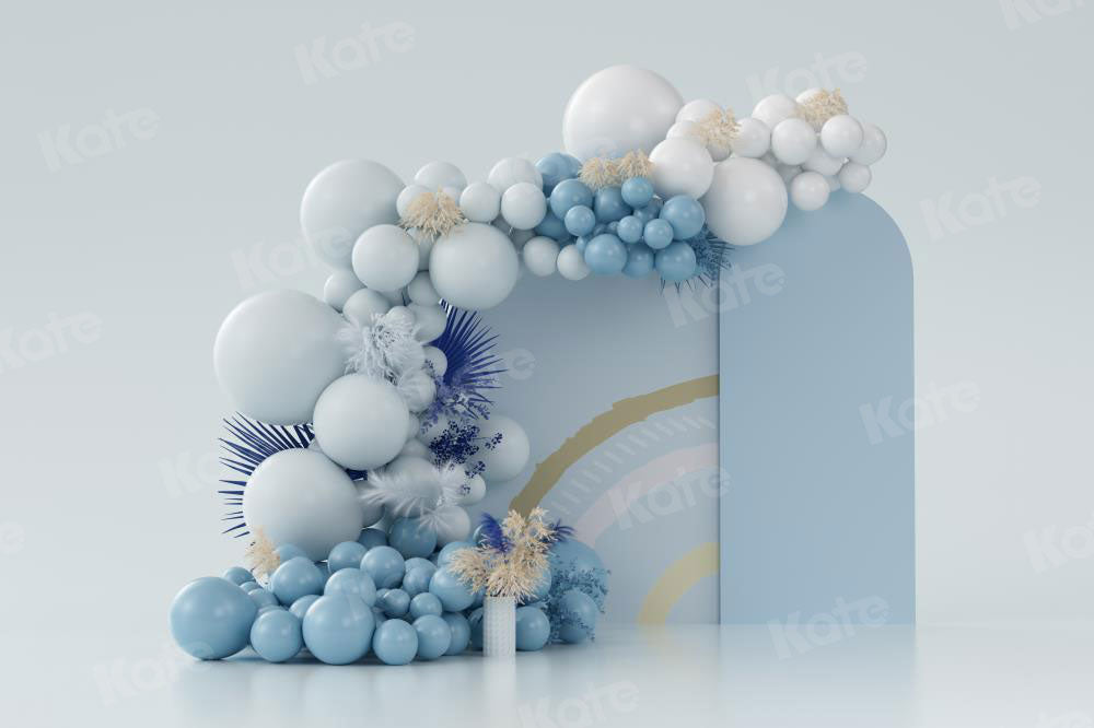 Kate Boho Balloons Backdrop Blue Cake Smash Designed by Uta Mueller Photography