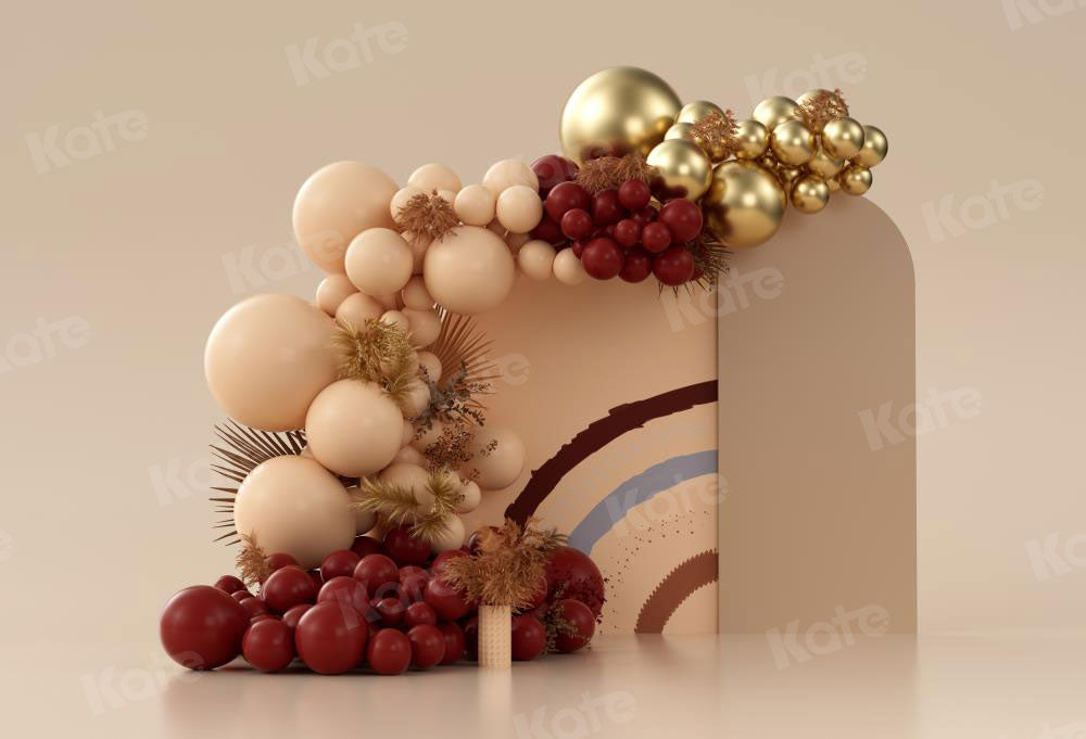Kate Boho Balloons Backdrop Cake Smash Warm Color Designed by Uta Mueller Photography