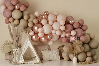 Kate Boho Balloons Tent Spring Printed Backdrop Designed by Mandy Ringe Photography