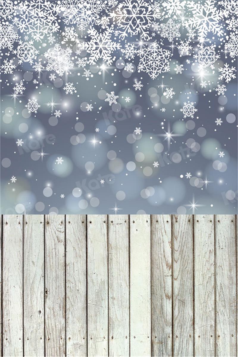 Kate Bokeh Snowflake Backdrop Stitching Plank for Photography