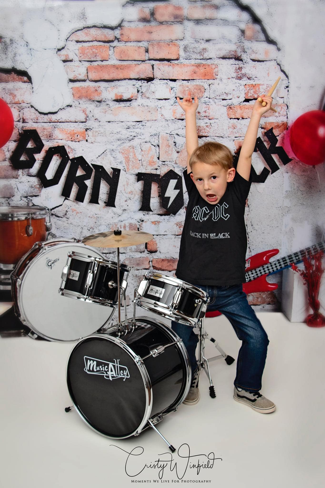Kate Born to Rock with Guitar Children Backdrop Designed by Megan Leigh Photography