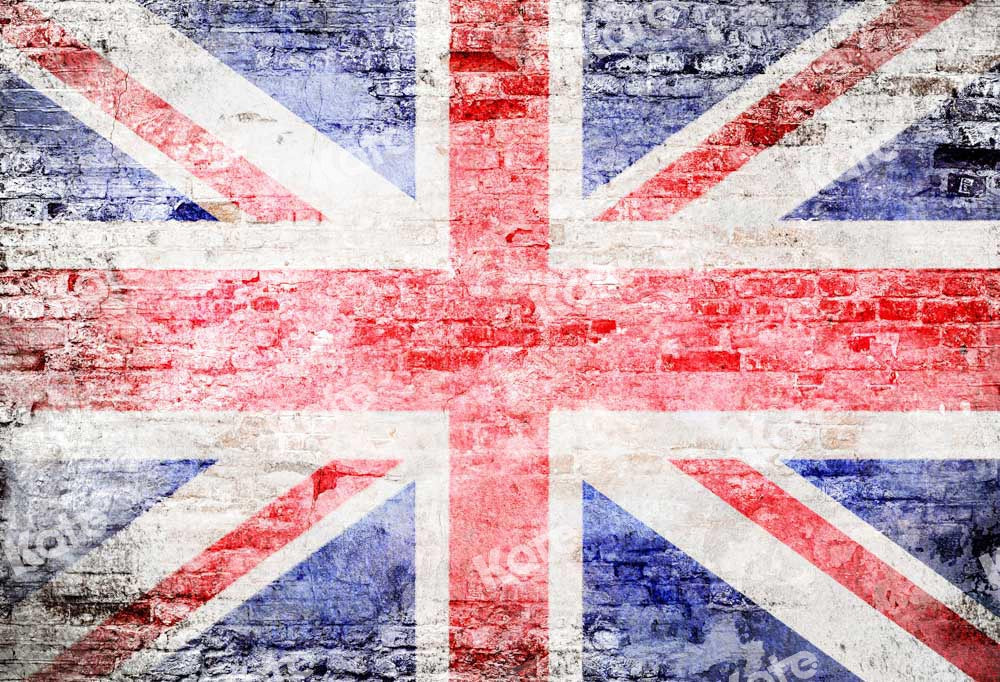 Kate British Flag Backdrop Brick Wall Designed by Chain Photography