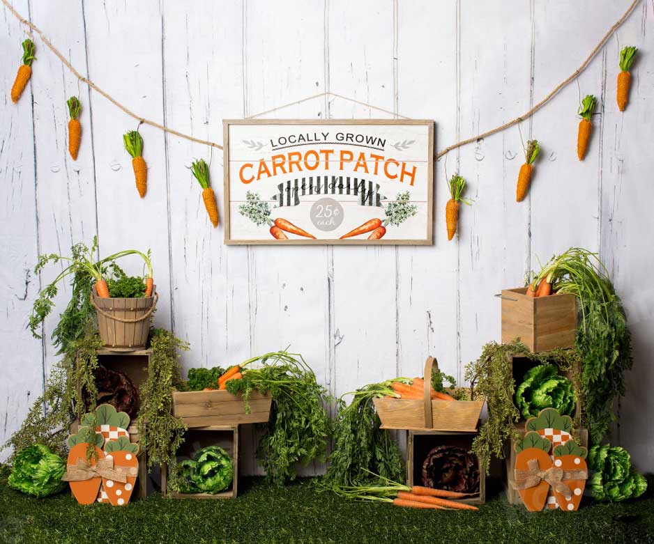 Kate 7x5ft Carrot Patch Easter Backdrop (only ship to Canada)