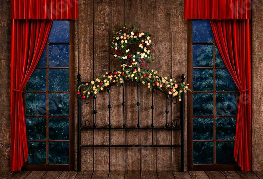 Kate Christmas Wooden Board  Backdrop Winter Wreath Designed by Emetselch