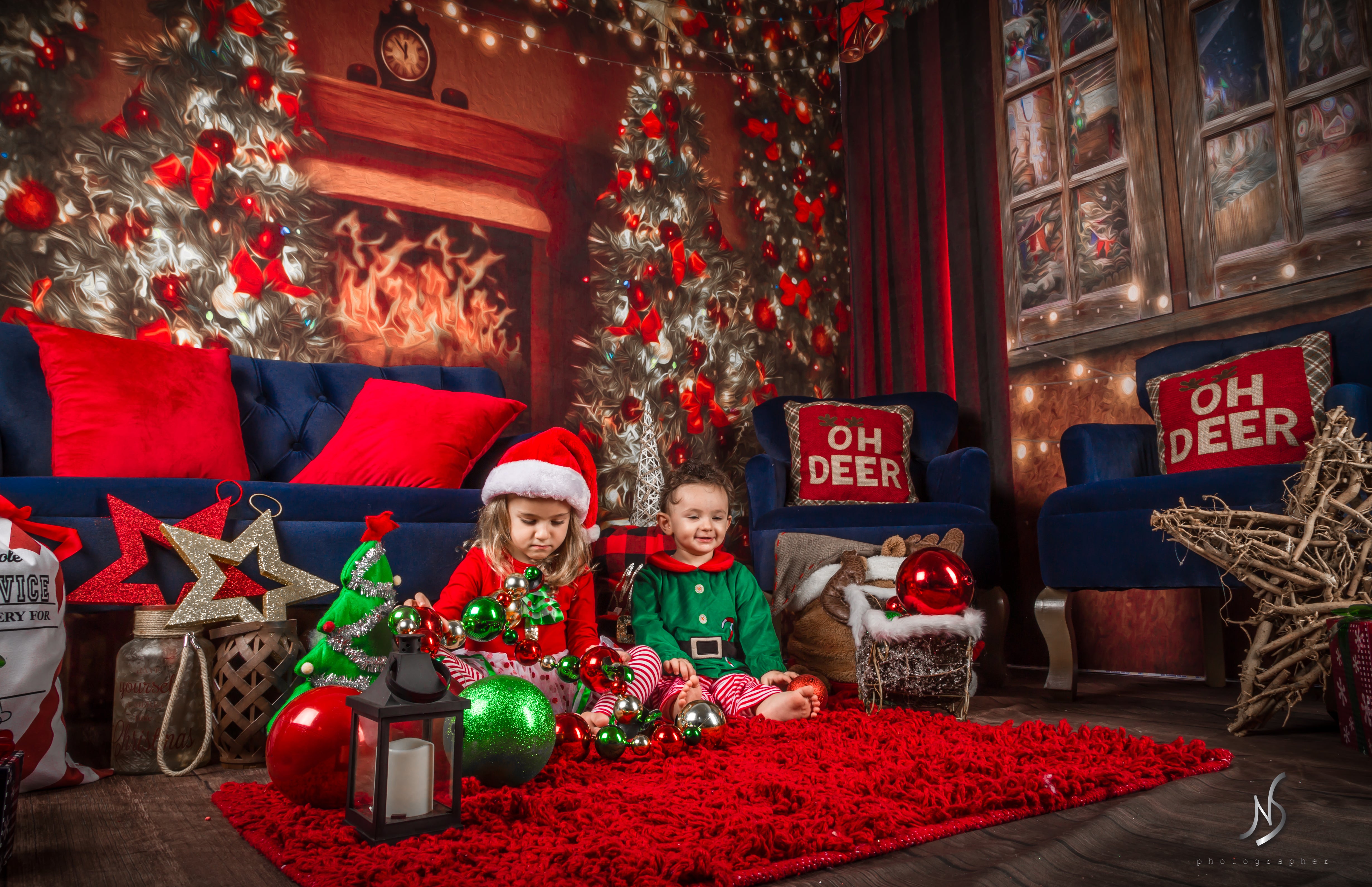 Kate Christmas Fireplace Winter Room Set(8ftx8ft&10ftx8ft&8ftx10ft)