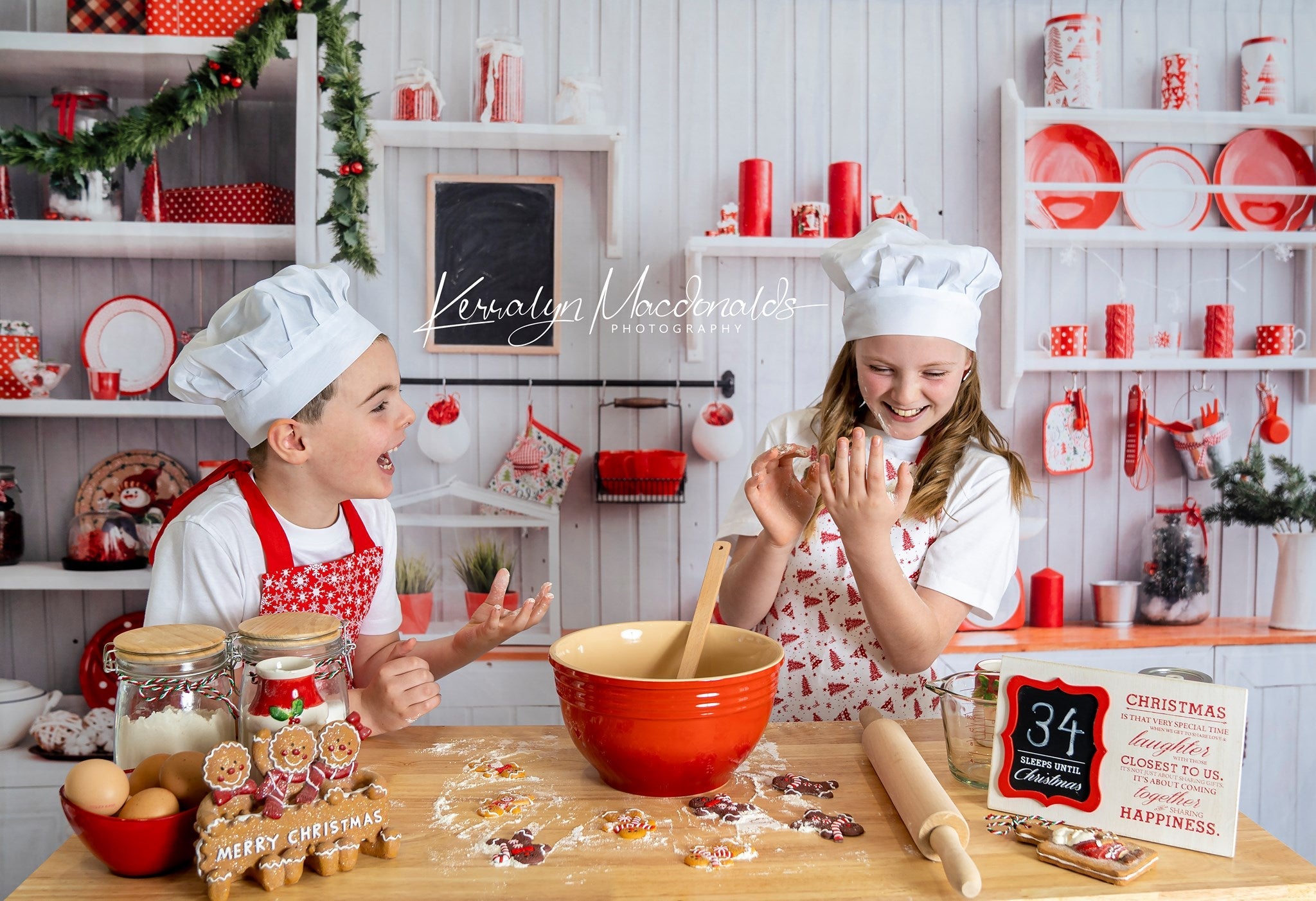 Kate 7x5ft Christmas Kitchen Backdrop White Wall for Photography (only ship to Canada)