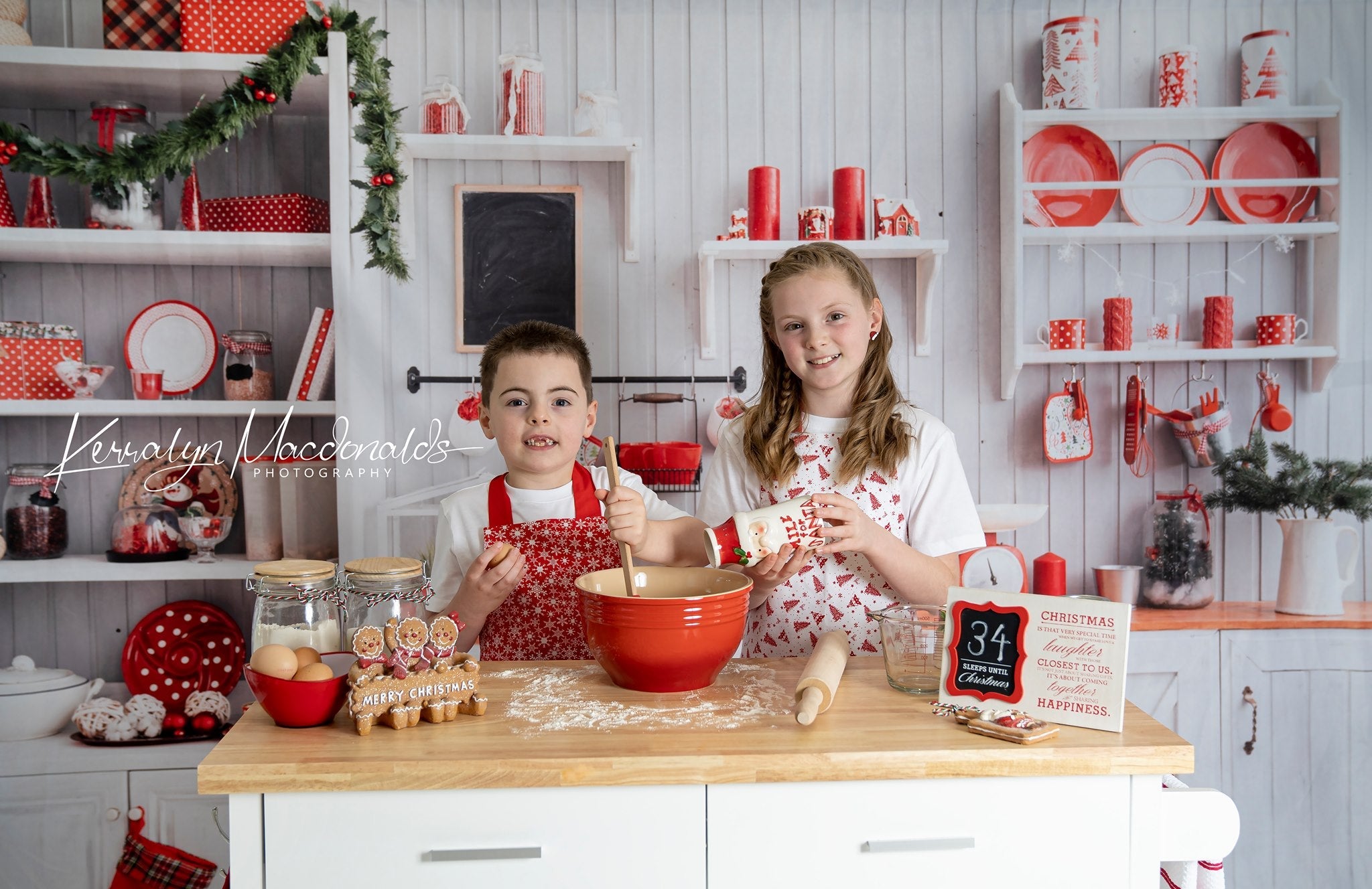Kate 7x5ft Christmas Kitchen Backdrop White Wall for Photography (only ship to Canada)