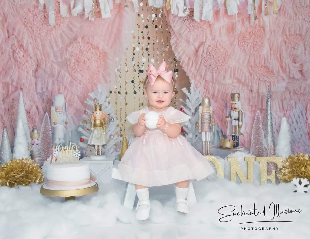 Kate Christmas Pink And Gold Nutcrackers Backdrop Designed by Mandy Ringe Photography