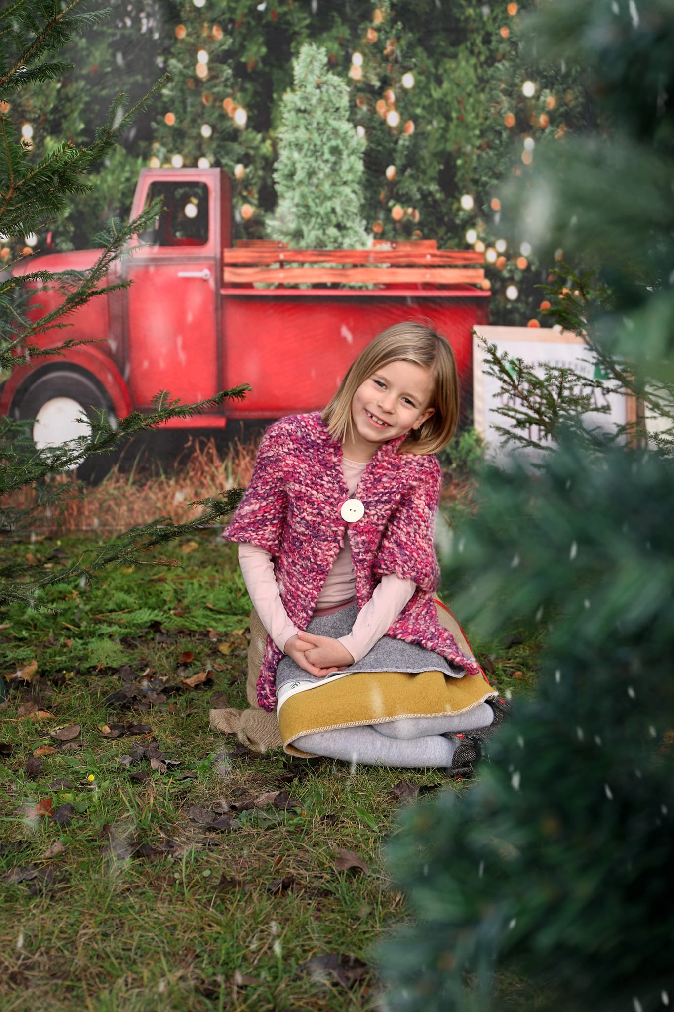 Kate Christmas Red Truck Tree Farm Backdrop Designed By Pine Park Collection - Kate Backdrop