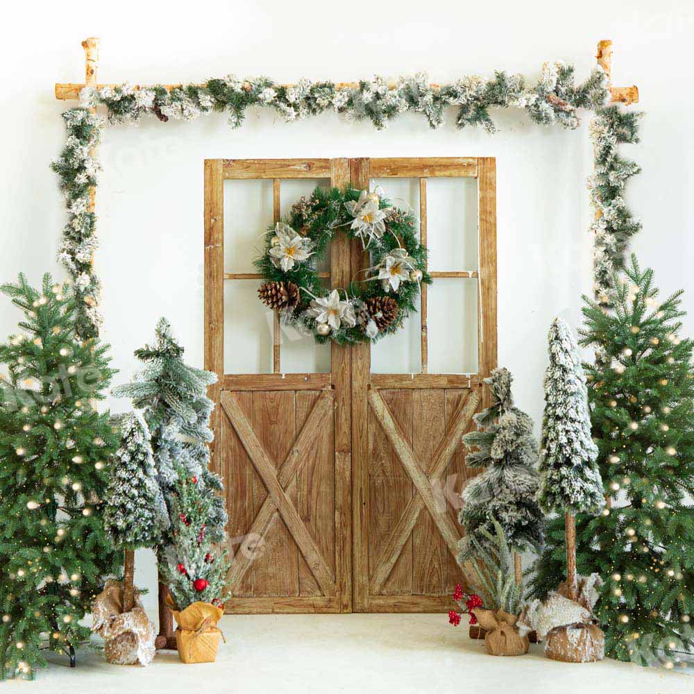 Kate Christmas Tree Backdrop Barn Door Wood Designed by Emetselch