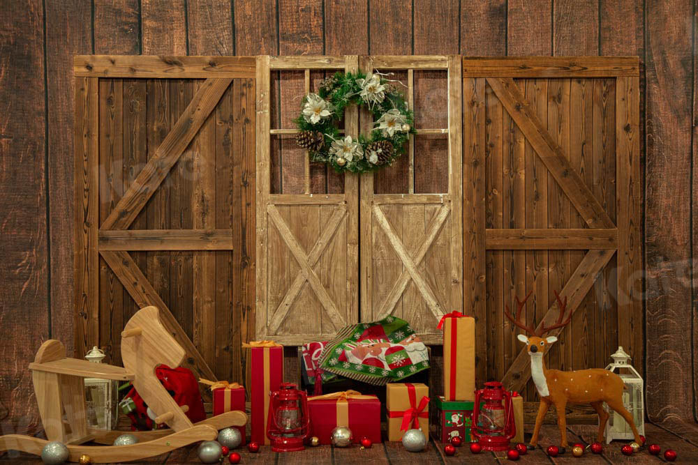 Kate Christmas Wooden Door Backdrop Gift Elk Designed by Emetselch
