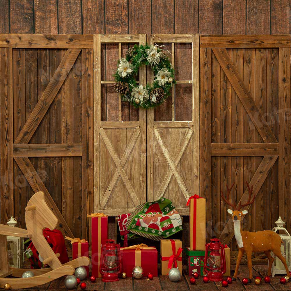Kate Christmas Wooden Door Backdrop Gift Elk Designed by Emetselch