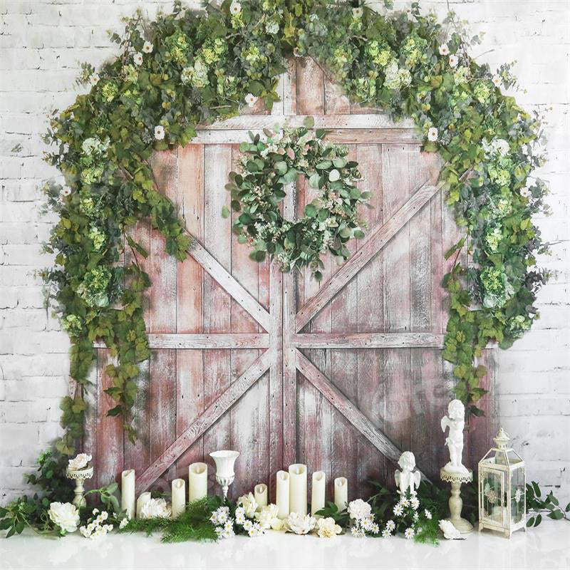 Kate Communion Candle Backdrop Wooden Door for Photography