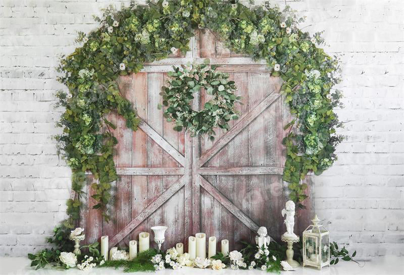 Kate Communion Candle Backdrop Wooden Door for Photography