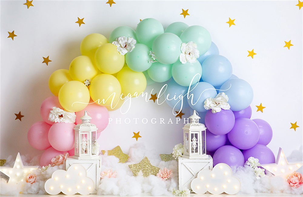 RTS Kate 7x5ft Dream Balloon Rainbow Backdrop for Photography Designed by Megan Leigh Photography
