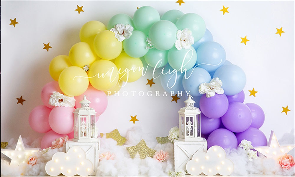 RTS Kate 7x5ft Dream Balloon Rainbow Backdrop for Photography Designed by Megan Leigh Photography