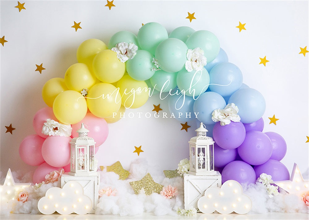 Kate Dream Balloon Rainbow Backdrop for Photography Designed by Megan Leigh Photography