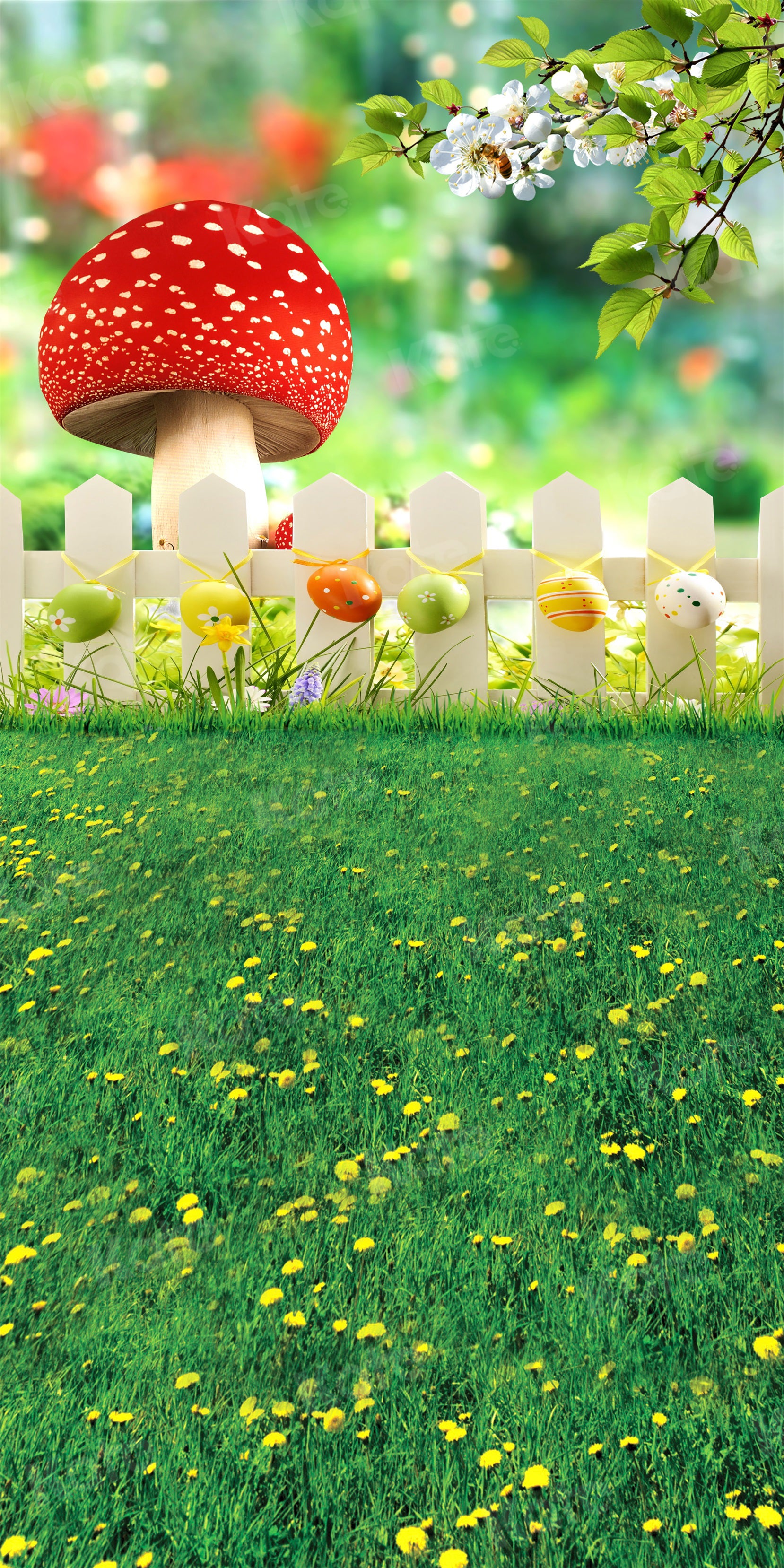 Kate Easter Backdrops Natural Scenery Spring Photography Yellow Flowers Colorful Eggs Photo Background