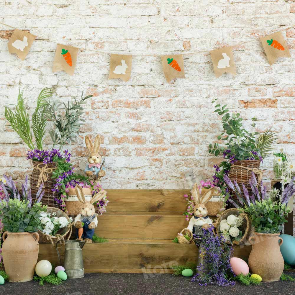Kate Easter Bunny Backdrop Brick Wall Designed by Emetselch